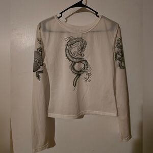 Vintage women's/juniors Long Sleeve Dragon Sheer Top